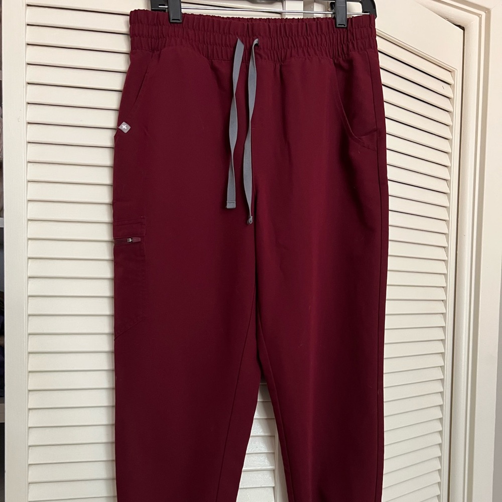 Figs Burgundy High Waisted Zamora Joggers